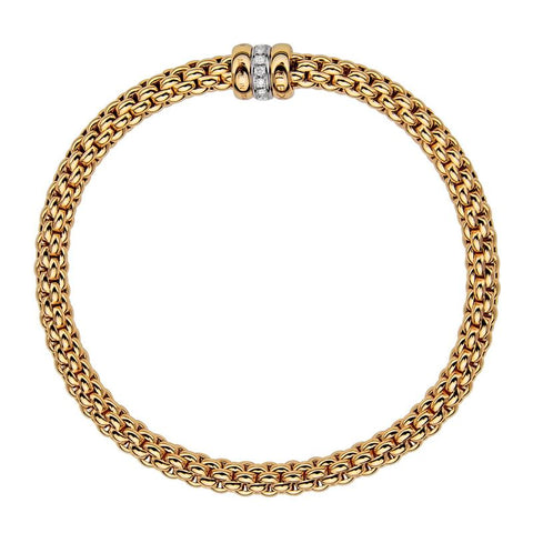 Fope Flex'it Solo 18ct Yellow Gold 0.10ct Diamond Bracelet, 621B/BBR.