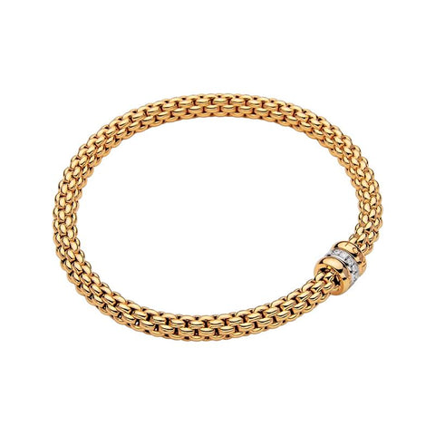 Fope Flex'it Solo 18ct Yellow Gold 0.10ct Diamond Bracelet, 621B/BBR.
