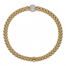 Fope Flex'it Solo 18ct Yellow Gold 0.29ct Diamond Bracelet, 634B/PAVE.