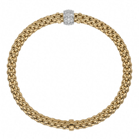 Fope Flex'it Solo 18ct Yellow Gold 0.29ct Diamond Bracelet, 634B/PAVE.