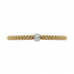 Fope Flex'it Solo 18ct Yellow Gold 0.29ct Diamond Bracelet, 634B/PAVE.