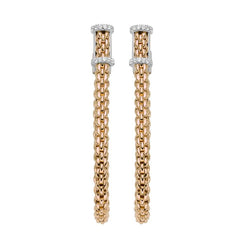 Fope Flexit Essentials 18ct Rose Gold Diamond Medium Mesh Chain Earrings OR04/BBR
