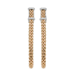 Fope Flexit Essentials 18ct Rose Gold Diamond Medium Mesh Chain Earrings OR04/BBR