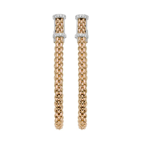 Fope Flexit Essentials 18ct Rose Gold Diamond Medium Mesh Chain Earrings OR04/BBR