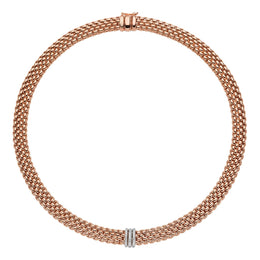 Fope Panorama 18ct Rose Gold 0.23ct Diamond Rondelle Necklace 587C PAVE