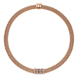 Fope Panorama 18ct Rose Gold 0.30ct Diamond Rondelle Necklace 588C BBR