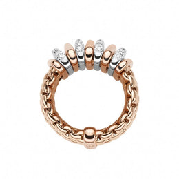 Fope Panorama 18ct Rose Gold 0.30ct Diamond Rondelle Ring, AN588 BBR.