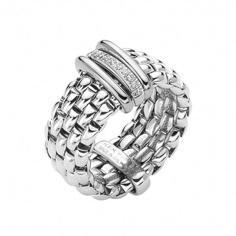 Fope Panorama 18ct White Gold 0.08ct Diamond Rondelle Ring, AN587 BBR.