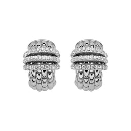 Fope Panorama 18ct White Gold 0.46ct Diamond Rondelle Small Hoop Earrings, OR587/PAVE.
