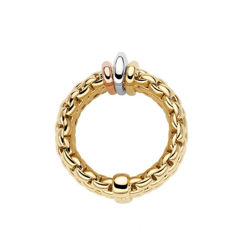 Fope Panorama 18ct Yellow Gold Mixed Rondelle Ring, AN587M.
