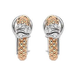 Fope Prima 18ct Rose Gold 0.08ct Diamond Hoop Earrings, OR746/BBR.