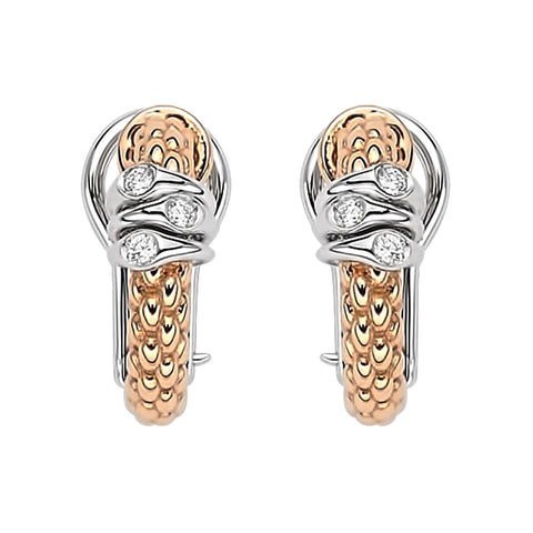 Fope Prima 18ct Rose Gold 0.08ct Diamond Hoop Earrings, OR746/BBR.
