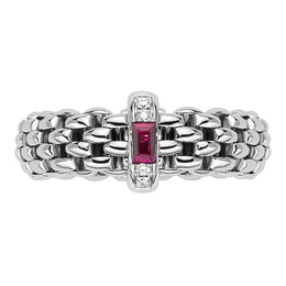 Fope Vendome 18ct White Gold Ruby Diamond Ring AN583/BRUB.