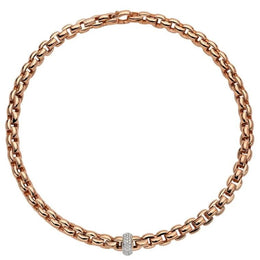 Fope Eka 18ct Rose Gold 0.58ct Diamond Necklace, 607C/PAVE.