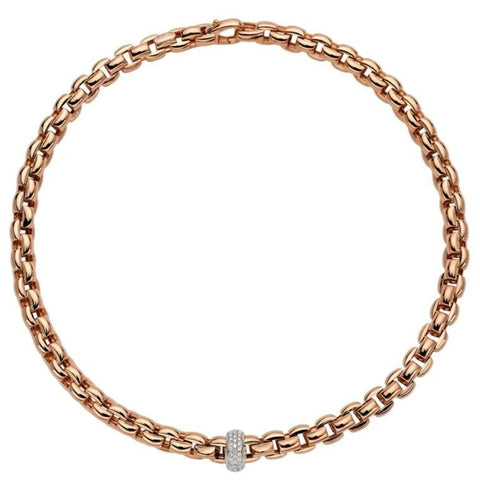 Fope Eka 18ct Rose Gold 0.58ct Diamond Necklace, 607C/PAVE.