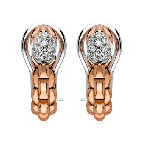 Fope Eka Tiny 18ct Rose Gold 0.19ct Diamond Earrings, OR730/PAVE.