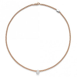 Fope Eka Tiny 18ct Rose Gold 0.27ct Diamond Pear Necklace. 735C PAVE. 