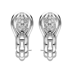 Fope Eka Tiny 18ct White Gold 0.19ct Diamond Hoop Earrings, OR730/PAVE.