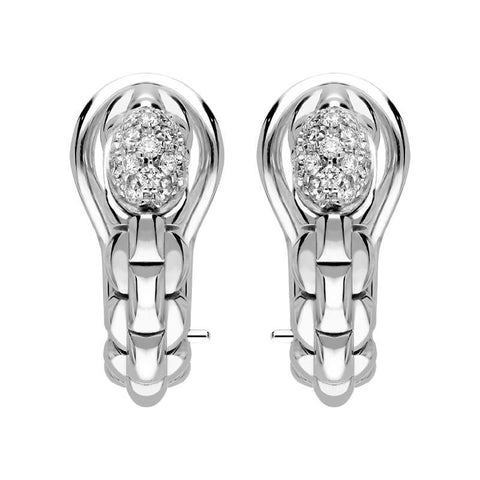 Fope Eka Tiny 18ct White Gold 0.19ct Diamond Hoop Earrings, OR730/PAVE.