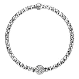 Fope Eka Tiny 18ct White Gold 0.22ct Diamond Bracelet, 736B/PAVE.
