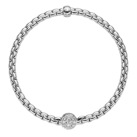 Fope Eka Tiny 18ct White Gold 0.22ct Diamond Bracelet, 736B/PAVE.