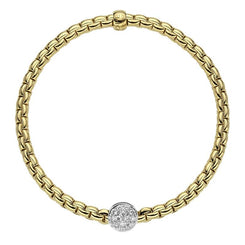 Fope Eka Tiny 18ct Yellow Gold 0.22ct Diamond Bracelet, 736B/PAVE.