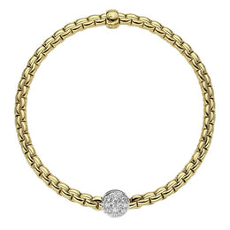 Fope Eka Tiny 18ct Yellow Gold 0.22ct Diamond Bracelet, 736B/PAVE.