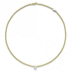 Fope Eka Tiny 18ct Yellow Gold 0.27ct Diamond Pear Necklace. 735C PAVE. 