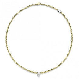 Fope Eka Tiny 18ct Yellow Gold 0.27ct Diamond Pear Necklace. 735C PAVE. 