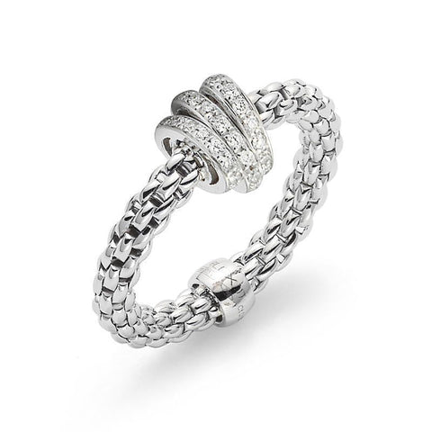 Fope Flex'it Prima 18ct White Gold 0.31ct Diamond Ring, AN744/PAVE.