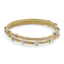 Fope Flex'it Prima 18ct Yellow Gold 0.37ct Diamond Two Row Bracelet, 747B-2F BBR.