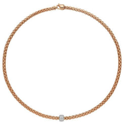 Fope Flex'it Solo 18ct Rose Gold 0.29ct Diamond Necklace, 634C/PAVE.
