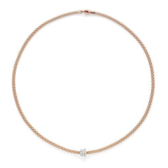 Fope Flex'It Prima 18ct Rose Gold 0.31ct Diamond 43cm Necklace. 744C PAVE. 
