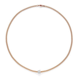 Fope Flex'It Prima 18ct Rose Gold 0.31ct Diamond 43cm Necklace. 744C PAVE. 