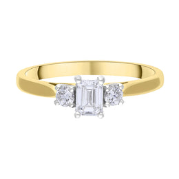 18ct Yellow Gold 0.48ct Diamond GIA Certified EVS1 Trilogy Ring