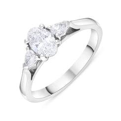 Platinum 0.65ct Diamond GIA Certified Three Stone Trilogy Ring