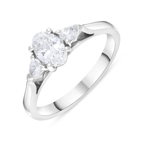 Platinum 0.65ct Diamond GIA Certified Three Stone Trilogy Ring