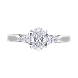 Platinum 0.65ct Diamond GIA Certified Three Stone Trilogy Ring