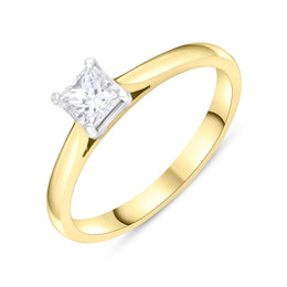 18ct Yellow Gold GIA Certified EVS1 0.40ct Diamond Princess Cut Solitaire Ring