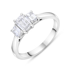 Platinum .45ct Diamond 0.60ct 3 Stone Diamond Em Cut Ring Size N DVS2 GIA