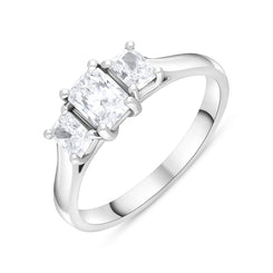 Platinum ring featuring three diamonds: one 0.50-carat diamond and two 0.51-carat diamonds, all graded as GIA-certified with an EVS1 clarity rating. The ring is displayed in size N