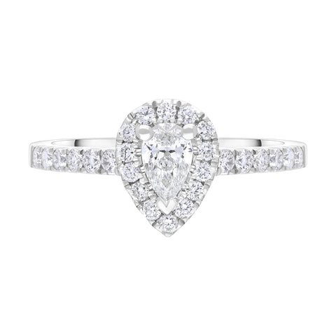 Platinum GIA Certified FVS2 0.75ct Diamond Pear Cut Cluster Ring