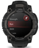 Garmin smartwatch displaying a menu with options like 'Strength', 'Run', 'BMX', and 'Swim'.