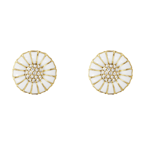 Georg Jensen Daisy Sterling Silver 18ct Yellow Gold Plated Diamond Earrings 10010537