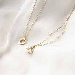 Georg Jensen Halo 18ct Yellow Gold 0.06ct Diamond Circular Necklace