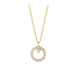 Georg Jensen Halo 18ct Yellow Gold 0.06ct Diamond Circular Necklace, 10014138.