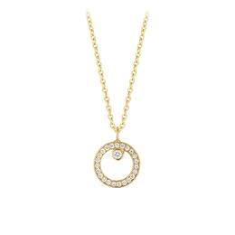 Georg Jensen Halo 18ct Yellow Gold 0.06ct Diamond Circular Necklace, 10014138.