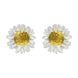 Gold Plated Sterling Silver White Mother Of Pearl Tuberose 6mm Daisy Earrings, E2207.