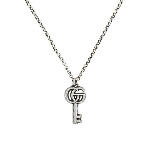 Gucci Double G With Key Aged Sterling Silver Necklace YBB627757001
