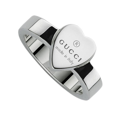 Gucci Engraved Heart Sterling Silver Ring YBC223867001